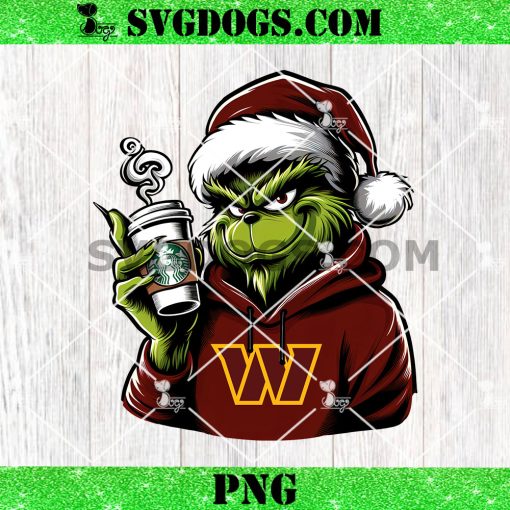 Grinch Washington Commanders Drink Starbucks PNG, Christmas Santa Washington  NFL PNG