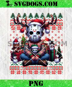 Jason Voorhees Christmas Ugly Sweater PNG, Horror Santa Christmas PNG