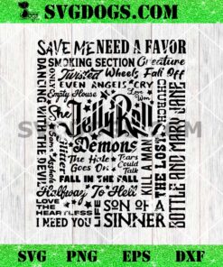 Jelly Roll Song Playlist SVG, Jelly Roll American Rock Singer SVG PNG