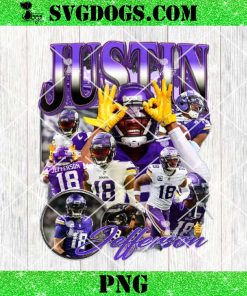 Justin Jefferson 90s Graphic PNG, Minnesota Vikings PNG