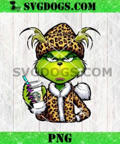 Leopard Boujee Grinch Starbuck Coffee PNG, Carhartt Grinch Cup PNG