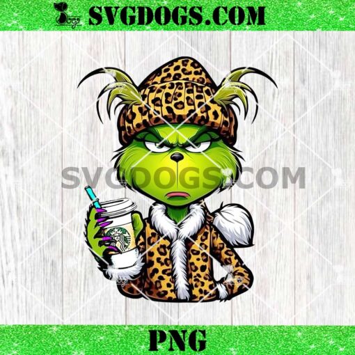 Leopard Boujee Grinch Starbuck Coffee PNG, Carhartt Grinch Cup PNG