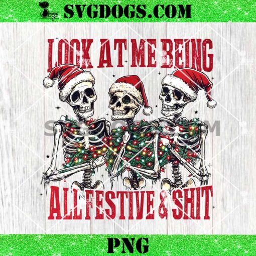 Look At Me Being All Festive And Shit PNG, Skeleton Christmas PNG, Santa Skull PNG