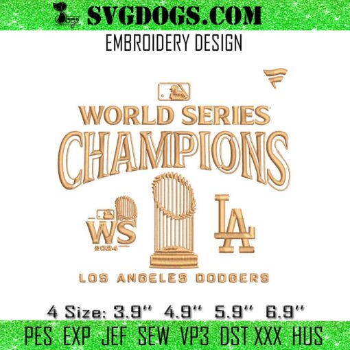 Los Angeles Dodgers World Series Champions Embroidery