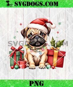 Merry Christmas Pug PNG, Santa Dog PNG