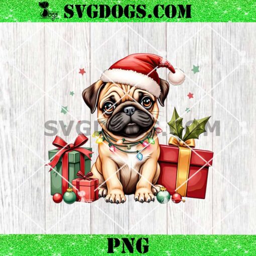 Merry Christmas Pug PNG, Santa Dog PNG