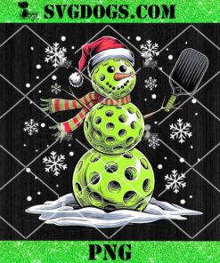 Pickleball Snowman Player Santa Hat Christmas PNG, Christmas Pickleball PNG