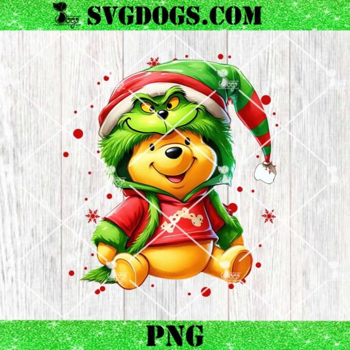 Pooh In Grinch Suit PNG, Grinch And Pooh Christmas Ugly PNG