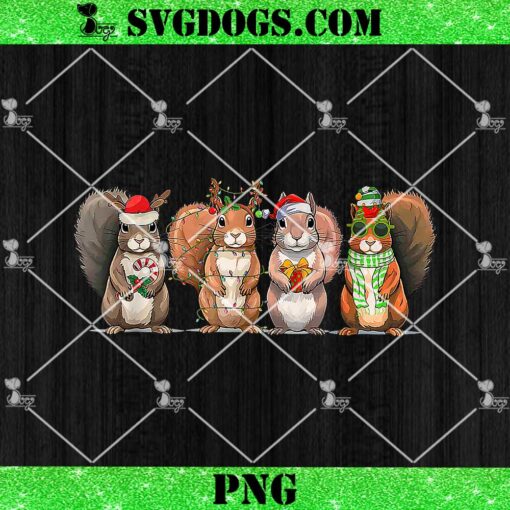 Raccoons Christmas Squirrel PNG, Cute Christmas Squirrels Lights PNG