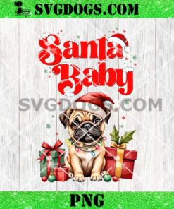 Santa Baby Pug PNG, Merry Christmas Dog PNG