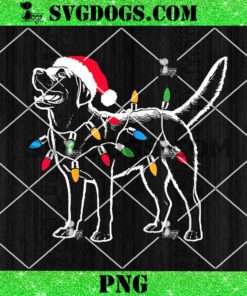 Santa Labrador Retriever Christmas Lights Dog Lover PNG, Christmas Dog PNG