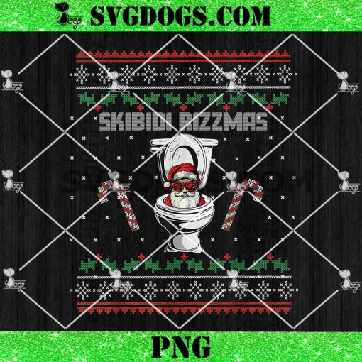 Skibidi Rizzmas Toilet Christmas Ugly PNG, Funny Santa Toilet PNG