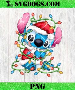 Stitch In Santa Costume PNG, Stitch Christmas Light PNG