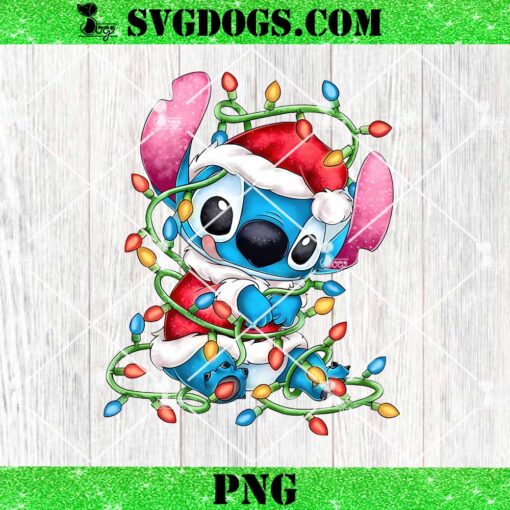 Stitch In Santa Costume PNG, Stitch Christmas Light PNG