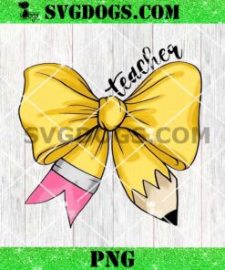 Teacher Pencil Bow PNG, Coquette Teacher PNG