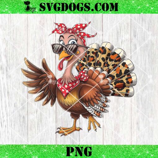 Thanksgiving Turkey Women Girl Leopard PNG, Cute Turkey PNG