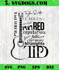 The Eras Tour Guitar SVG, Taylor Swift SVG, TTPD Red Folklore SVG PNG