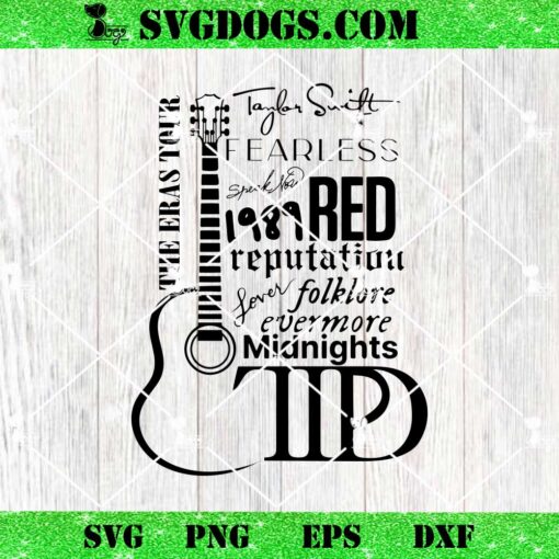 The Eras Tour Guitar SVG, Taylor Swift SVG, TTPD Red Folklore SVG PNG