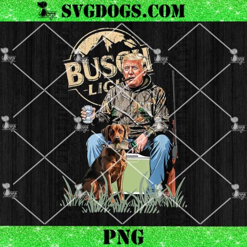 Trump Hunting Busch Light Beer With Dog 2024 PNG, Trump With Dog Duck Waterfowl Hunting PNG