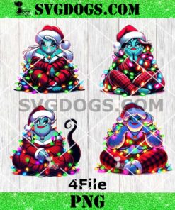 Ursula Little Mermaid Christmas PNG Bundle, Ursula Disney Villains Santa Lights PNG