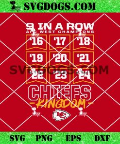 9 Straight AFC West Champions Chiefs SVG