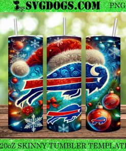 Buffalo Bills Christmas 20oz Tumbler Wrap PNG, Buffalo NFL Santa PNG