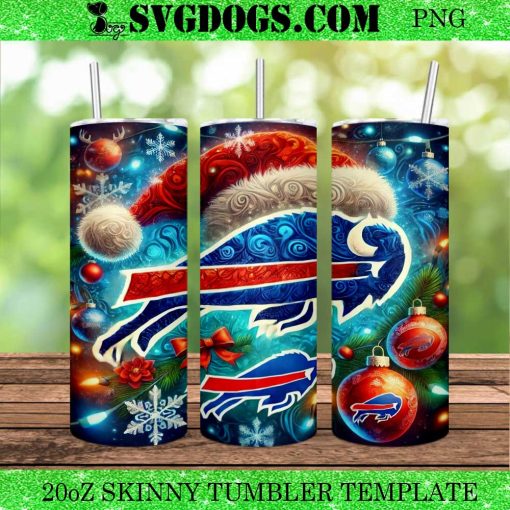 Buffalo Bills Christmas 20oz Tumbler Wrap PNG, Buffalo NFL Santa PNG