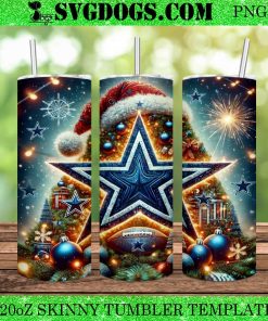 Dallas Cowboy Christmas 20oz Tumbler Wrap PNG, Cowboy NFL Santa PNG