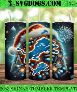 Detroit Lions Christmas 20oz Tumbler Wrap PNG, Lions NFL Santa PNG