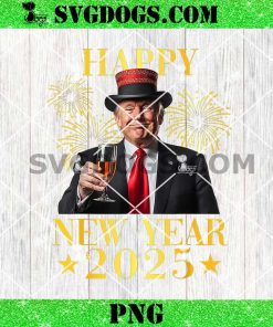 Funny Trump Happy New Year 2025 PNG, President Donald Trump PNG