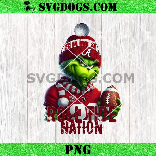 Grinch Roll Tide Nation PNG, Grinch Boujee Alabama Crimson Tide PNG