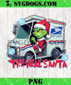 Grinch USPS Truck The Real Santa PNG, Grinch Santa driving USPS Christmas PNG