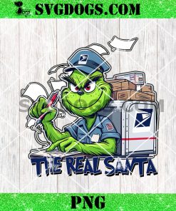 Grinch USPS the real Santa PNG, Grinch Christmas Postman PNG