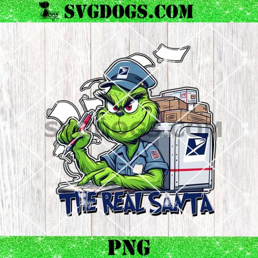 Grinch USPS the real Santa PNG, Grinch Christmas Postman PNG