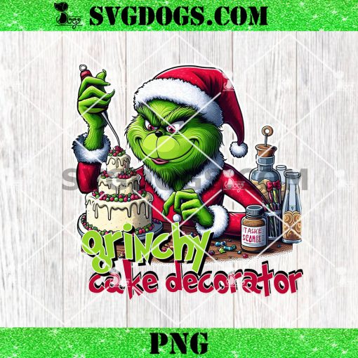 Grinchy Cake Decorator PNG, Grinch Christmas Baker PNG