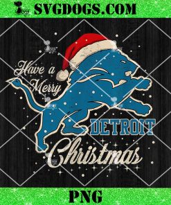 Have A Merry Detroit Santa Hat Christmas PNG, Detroit Lions Santa PNG