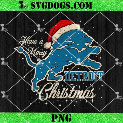 Have A Merry Detroit Santa Hat Christmas PNG, Detroit Lions Santa PNG