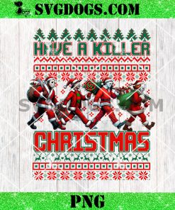 Horror Christmas Wreath Ugly Sweater PNG, Horror The slayer PNG, Have A Killer Christmas PNG