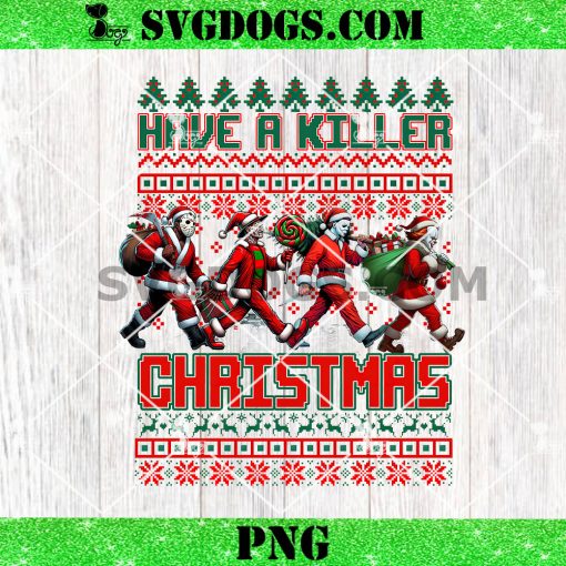 Horror Christmas Wreath Ugly Sweater PNG, Horror The slayer PNG, Have A Killer Christmas PNG