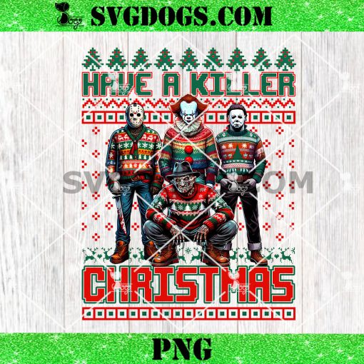 Horror Have A Killer Christmas Ugly Sweater PNG, Christmas Movie Killer PNG