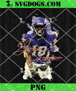 Justin Jefferson 90s Graphic PNG, Minnesota Vikings PNG