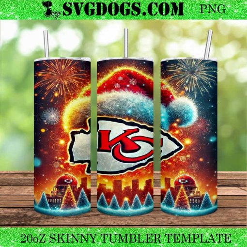 Kansas City Chiefs Christmas 20oz Tumbler Wrap PNG, Kc Chiefs  NFL Santa PNG