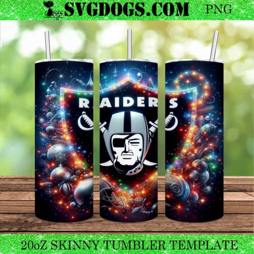 Las Vegas Raiders Christmas 20oz Tumbler Wrap PNG, Raiders NFL Santa PNG