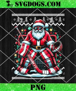 Merry Christmas Santa Hockey Goalie Ugly PNG, Christmas Hockey PNG