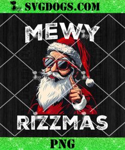 Mewy Rizzmas Santa PNG, Santa Mewing Joke Rizz Mens Christmas PNG