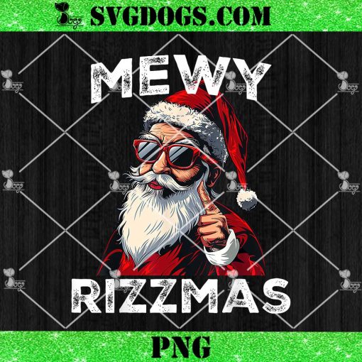 Mewy Rizzmas Santa PNG, Santa Mewing Joke Rizz Mens Christmas PNG