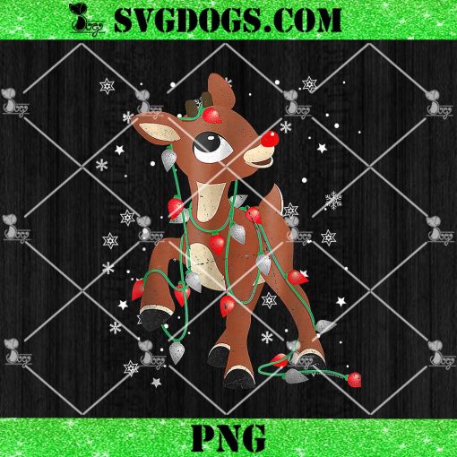 Red Nosed Reindeer Christmas Light PNG, Santa Claus’s Reindeer PNG