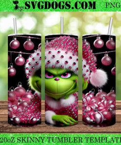 Rhinestone Grinch Christmas 20oz Tumbler Wrap PNG