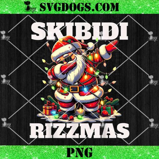 Rizz Christmas Santa PNG, Funny Xmas Gen Alpha Skibidi Rizzmas PNG