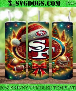 San Francisco 49ers Christmas 20oz Tumbler Wrap PNG, 49ers NFL Santa PNG